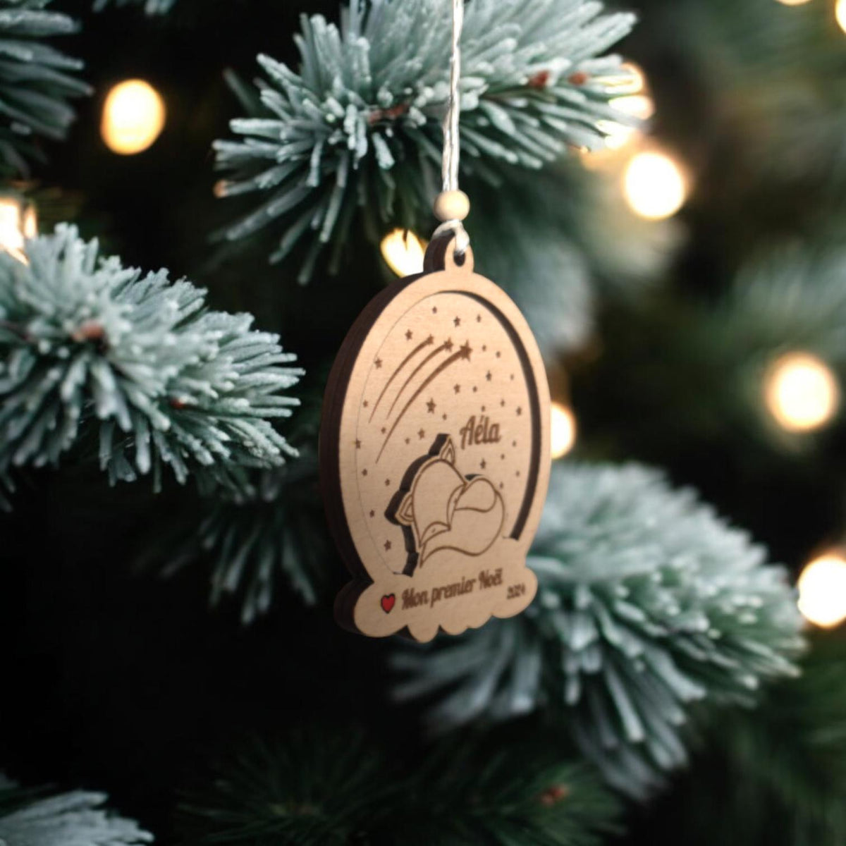 Boule de Noël Personnalisée renard, Premier noël, Ornement personnalisé animaux, Boule de noël personnalisée enfant, 1er noël ornement