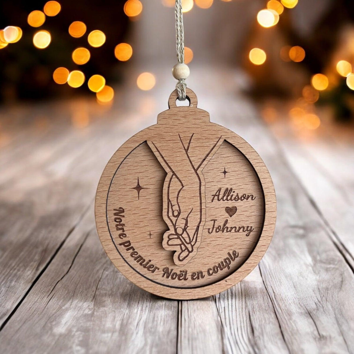 Boule de Noël personnalisée pour couple, Cadeau couple, Ornement personnalisé Couple, Cadeau crémaillère, enfants, cadeau amoureux