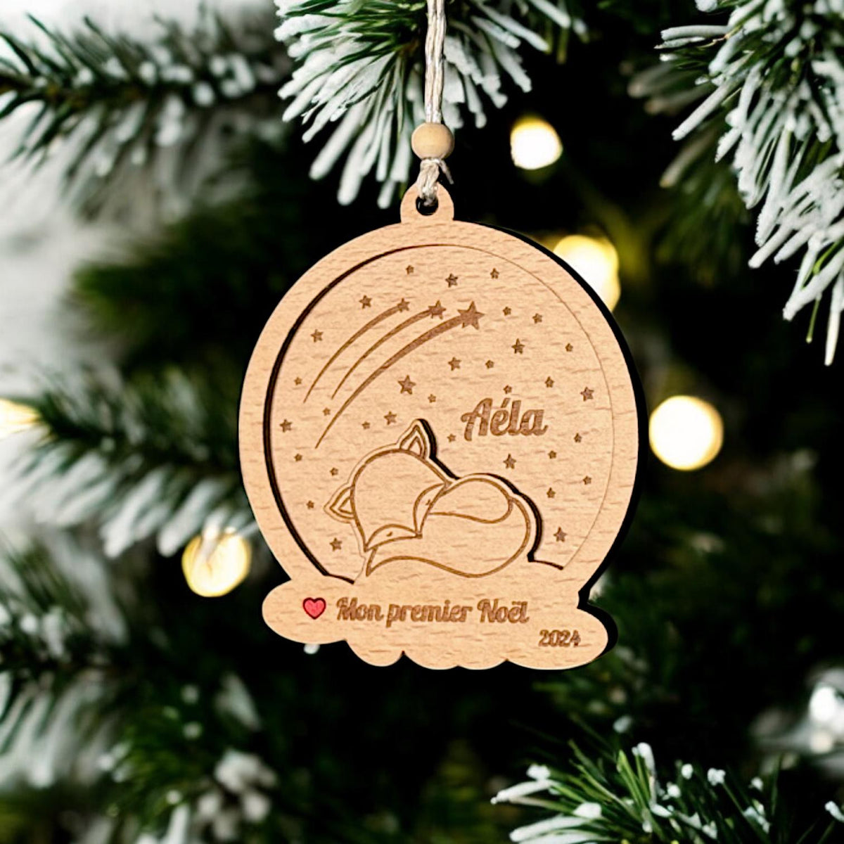 Boule de Noël Personnalisée renard, Premier noël, Ornement personnalisé animaux, Boule de noël personnalisée enfant, 1er noël ornement