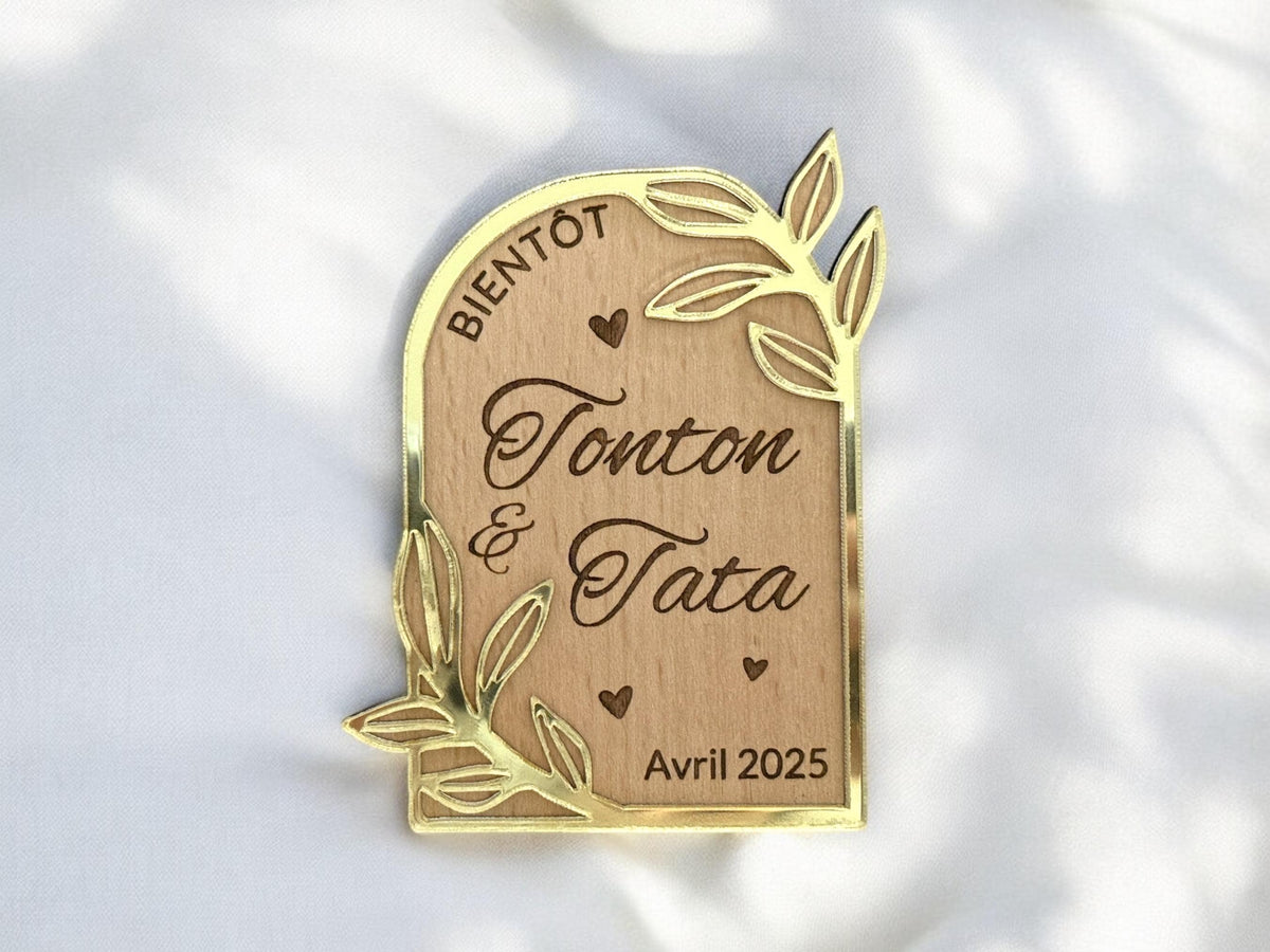 Magnet annonce grossesse en bois personnalisé, Annonce tata et tonton, Cadeau annonce grossesse, Annonce grossesse grands-parents
