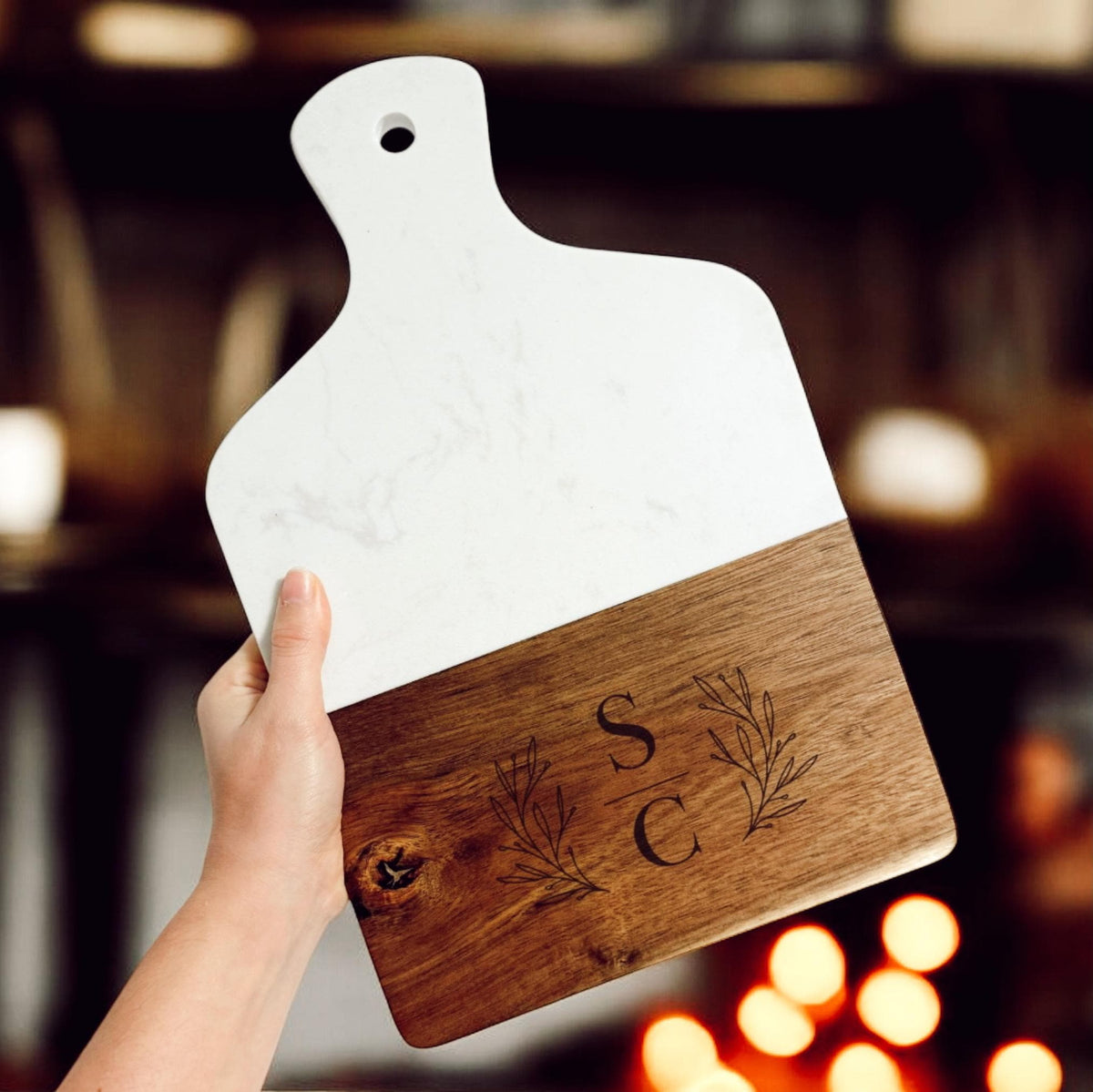 Personalized Marble & Wood Cutting Board – Engraved Wedding Gift for Couple – Housewarming, Engagement, Anniversary, Custom Kitchen Gift