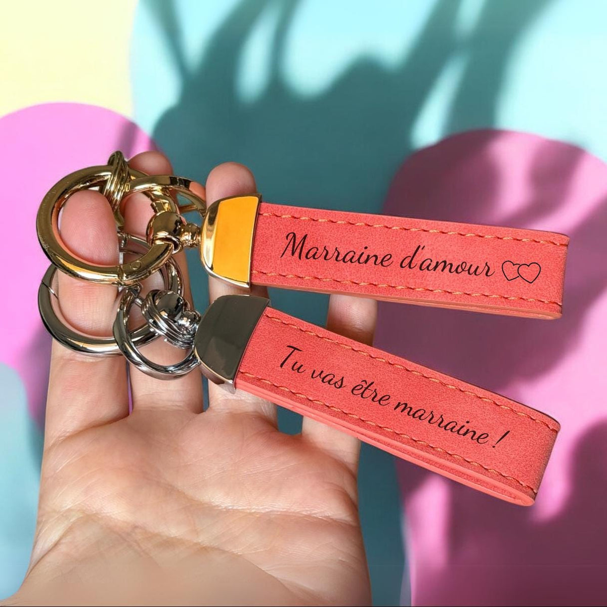 Porte-clés personnalisé rose, Porte-clé cuir femme, accessoire sac personnalisé, porte-clé élégant rose, cadeau sœur, cadeau maman, copine