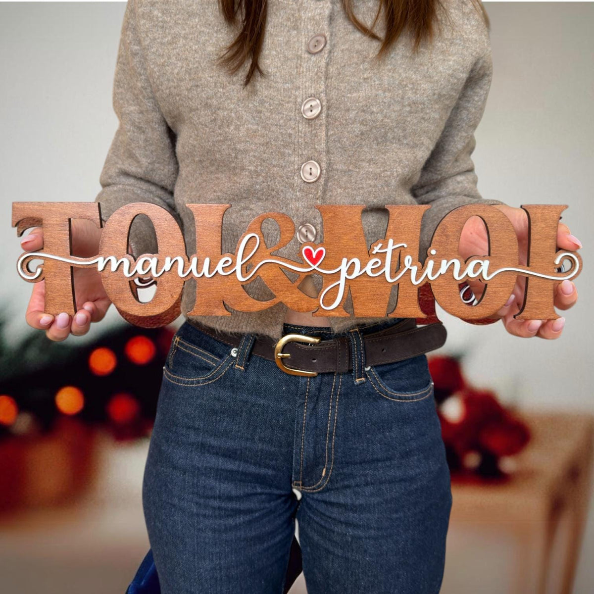 Mot en bois personnalisé TOI & MOI avec prénoms, Cadeau de St Valentin, Idée cadeau mariage, Cadeau romantique, Cadeau couple avec prénoms