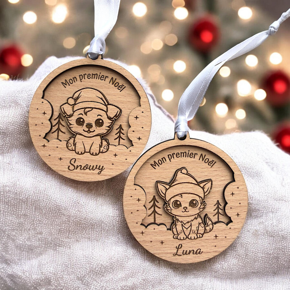 Boule de Noël Personnalisée chien et chat, , Cadeau naissance personnaliséOrnement personnalisé pour les chiens, chats, Cadeau animaux