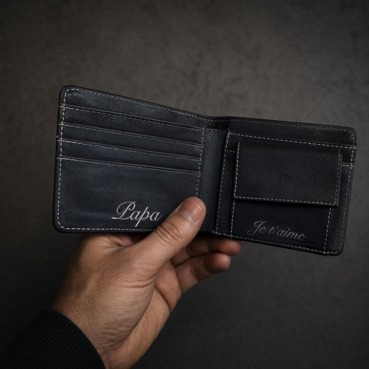 Porte-monnaie en cuir PU homme personnalisé, Porte-carte gravé, idée cadeau pratique pour homme, Noël, anniversaire, fête des pères