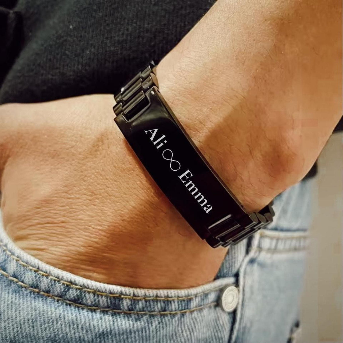 Gourmette Homme Personnalisée, Bracelet Gravé en Acier Inoxydable