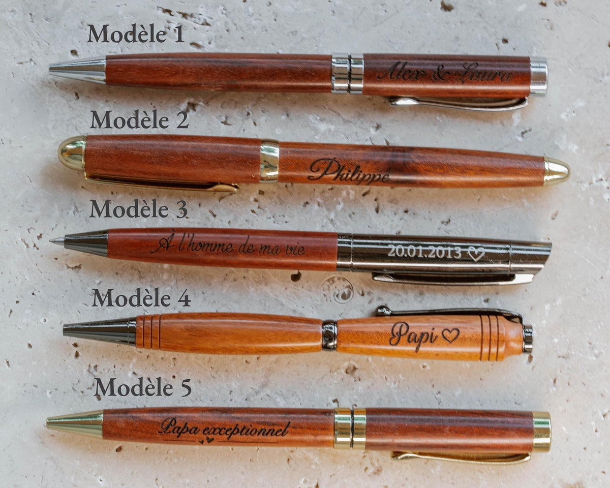 Stylo en bois personnalisé, prénom gravé, Cadeau homme d'anniversaire pour papa, papi