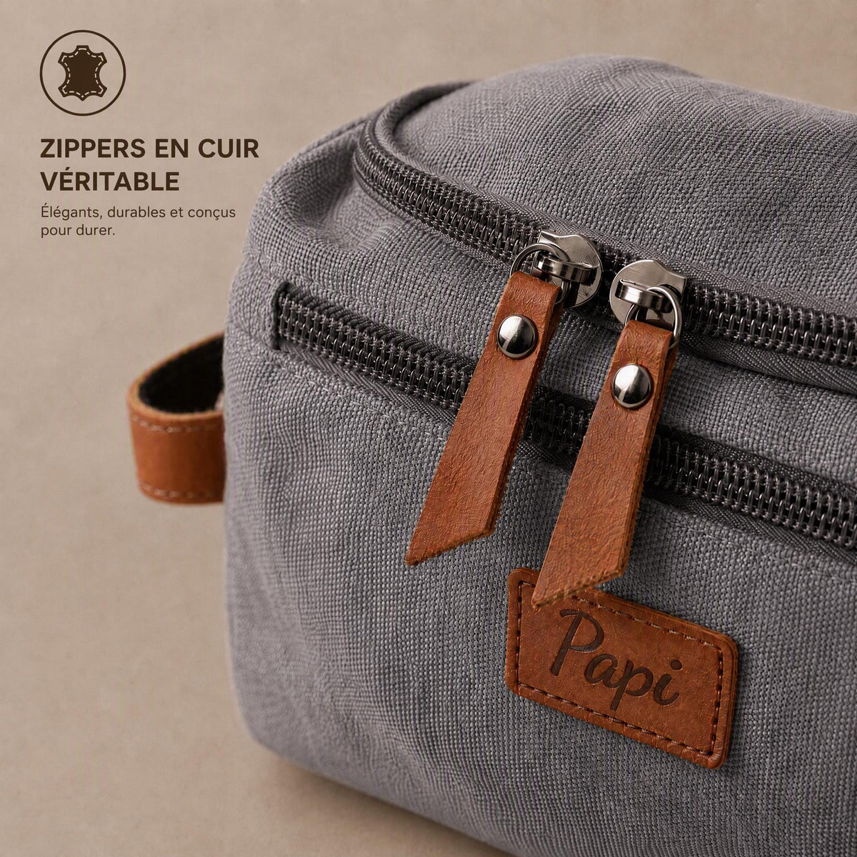 Cadeau fête des pères trousse toilette homme gravure prénom cuir | cadeau papa mari témoin mariage anniversaire voyage retraite personnalisé