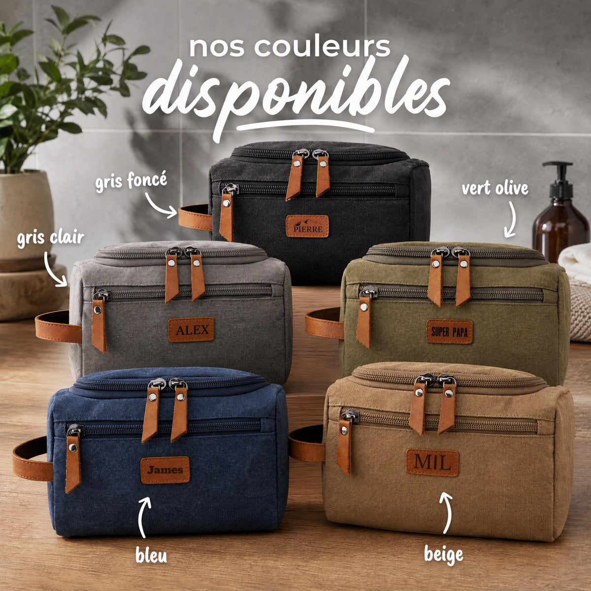 Trousse de toilette personnalisée homme, Cadeau personnalisé fête des pères, Cadeau papa unique, Cadeau original pour homme, Cadeau voyage