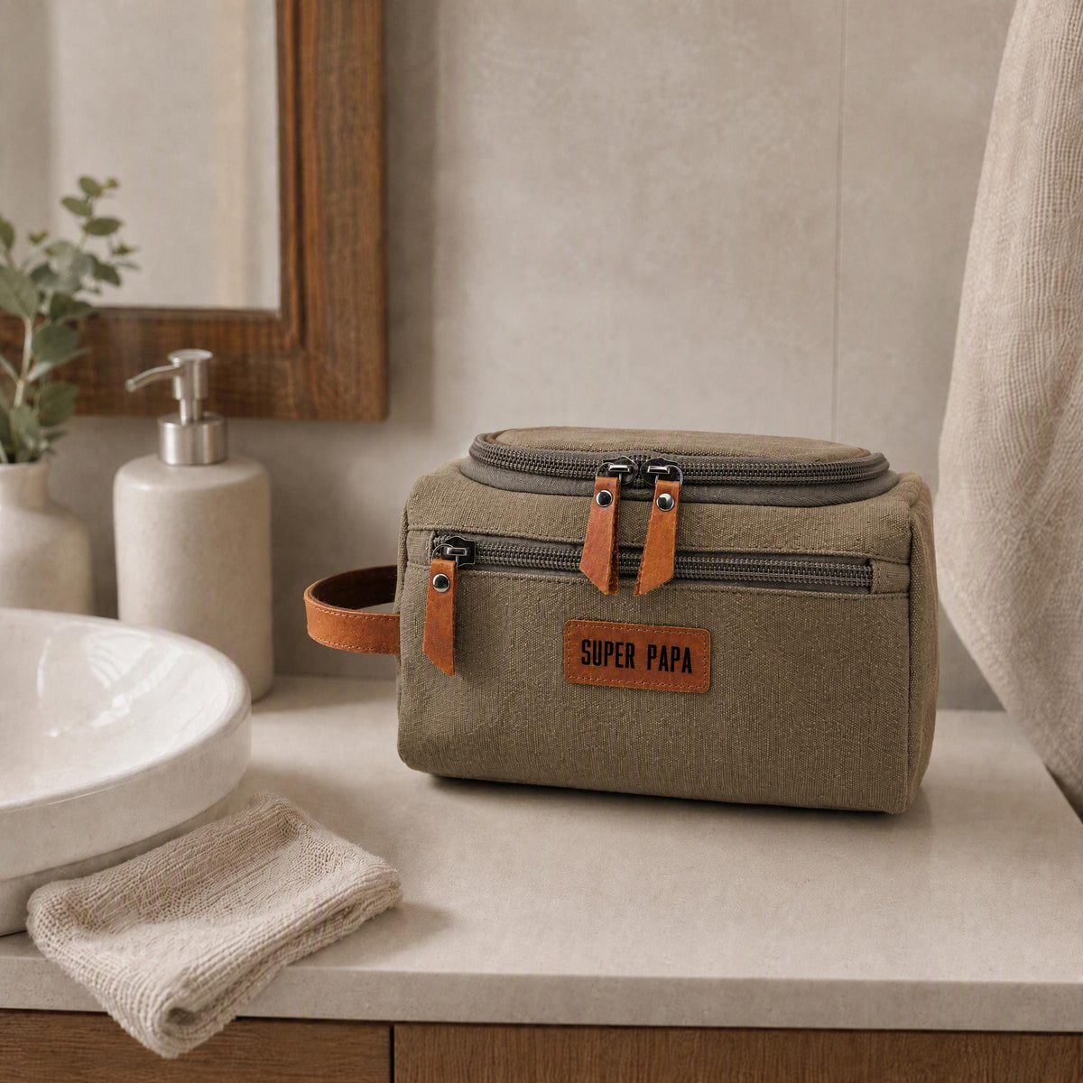 Trousse de toilette personnalisée homme, Cadeau personnalisé fête des pères, Cadeau papa unique, Cadeau original pour homme, Cadeau voyage