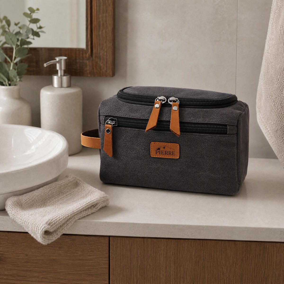 Trousse de toilette personnalisée homme, Cadeau personnalisé fête des pères, Cadeau papa unique, Cadeau original pour homme, Cadeau voyage