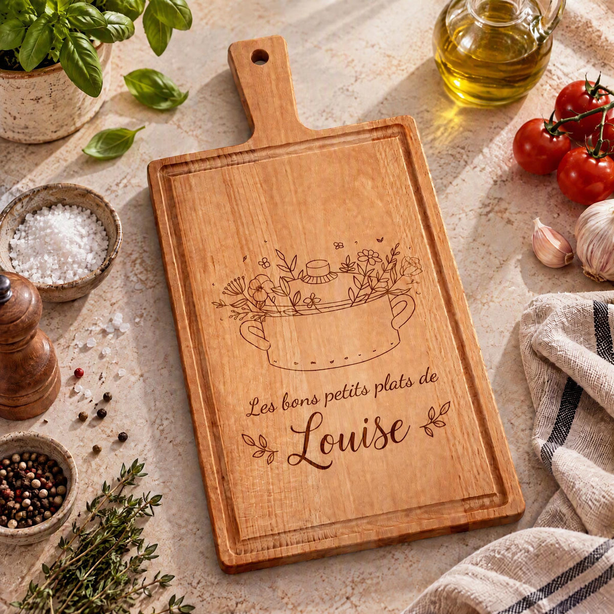 Planche en bois personnalisé cadeau mariage couple décoration cuisine gravé cadeau unique planche à découper crémaillère cadeau collocation