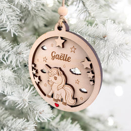 Boule de Noël Licorne Personnalisée, Premier noël bébé, Ornement enfant personnalisé, Décoration de Noël, Cadeau naissance, Cadeau licorne