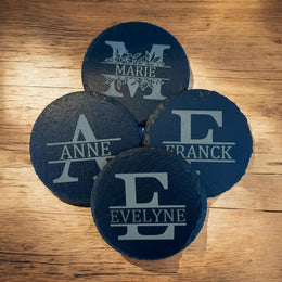 Dessous de verre en ardoise personnalisés, Cadeau personnalisé mariage, anniversaire de mariage, Cadeaux pour papa, Cadeaux pour copain
