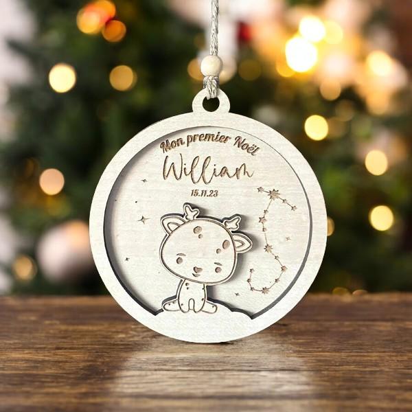 Boule de Noël lion personnalisée, 1er noël bébé, Ornement personnalisé, Boule de Noël  Lion, Koala, Cerf, Girafe, Eléphant