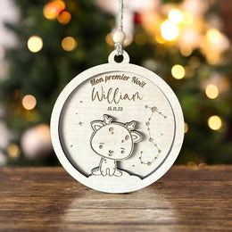 Boule de Noël cerf personnalisée, 1er noël bébé, Ornement personnalisé, Boule de Noël  Lion, Koala, Eléphant, tigre, mon premier Noël