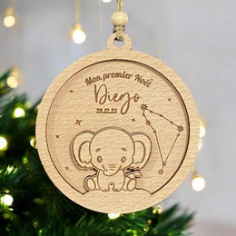 Boule de Noël cerf personnalisée, 1er noël bébé, Ornement personnalisé, Boule de Noël  Lion, Koala, Eléphant, tigre, mon premier Noël