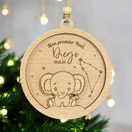 Boule de Noël koala personnalisée, premier noël bébé, cadeau bébé, Boule de Noël  Lion, Eléphant, tigre, décoration sapin pour bébé