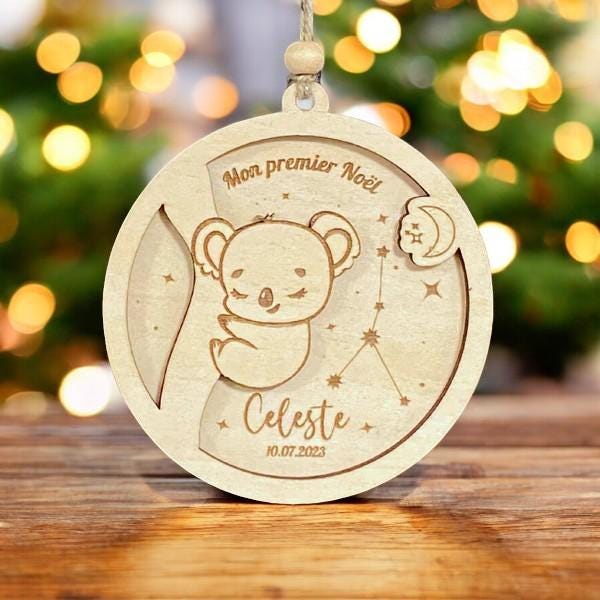 Boule de Noël lion personnalisée, 1er noël bébé, Ornement personnalisé, Boule de Noël  Lion, Koala, Cerf, Girafe, Eléphant
