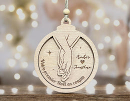 Boule de Noël personnalisée pour couple, Cadeau couple, Ornement personnalisé Couple, Cadeau crémaillère, enfants, cadeau amoureux