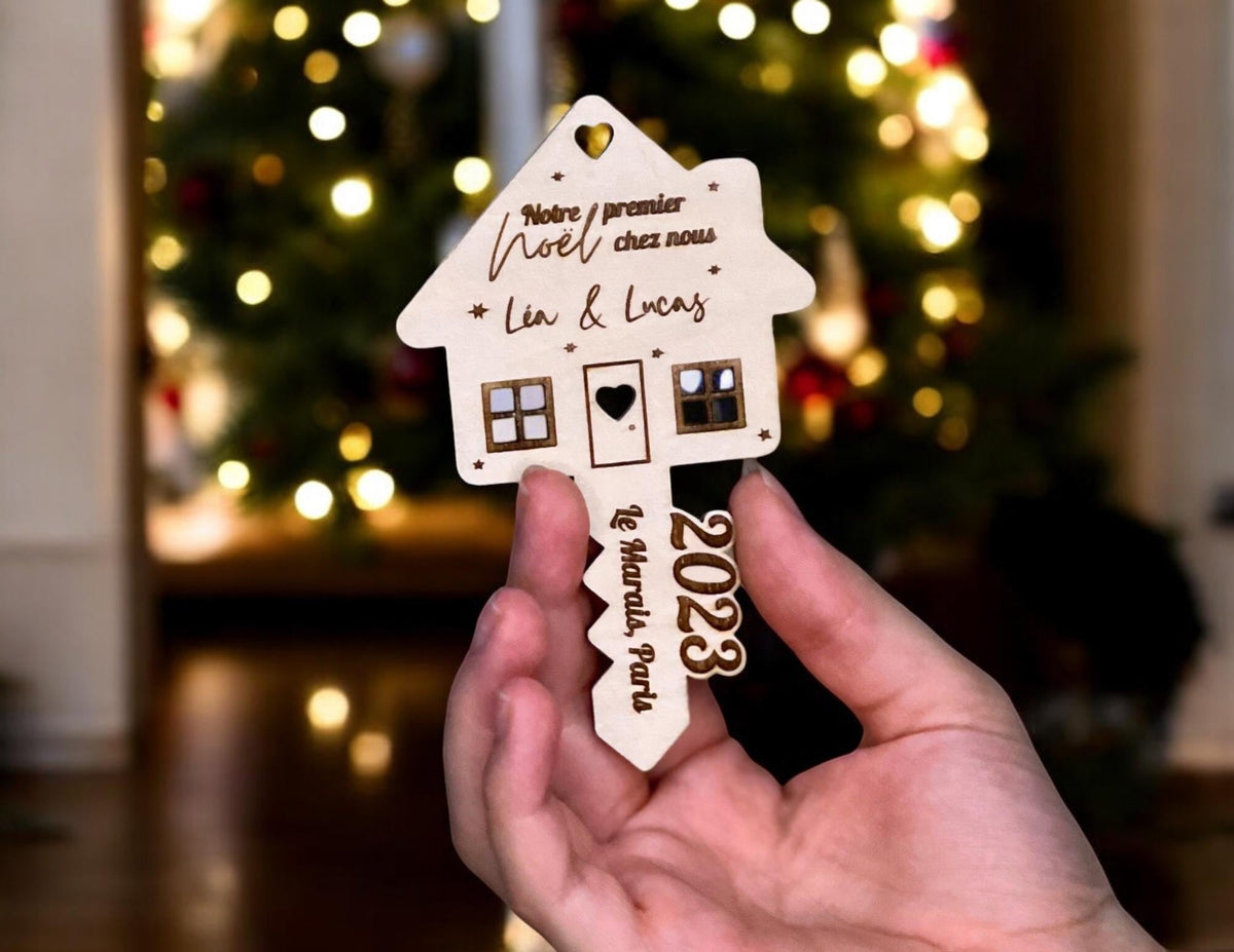 Boule de Noël Personnalisée, Cadeau crémaillère, Nouveau propriétaire,  Boule de noël personnalisée maison, ornement nouveau locataire