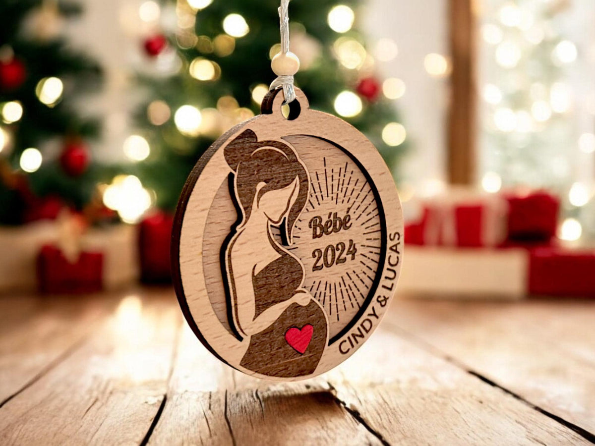 Boule de Noël personnalisée Annonce grossesse, Cadeau personnalisable grossesse, boule de noël futur maman papa, Cadeau pour grossesse
