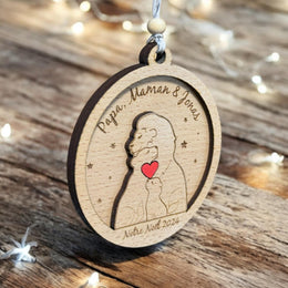 Boule de Noël famille Personnalisée, Ornement personnalisé famille,  Boule de noël personnalisée famille lion, Décoration de Noël 2024