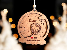 Boule de Noël Personnalisée lion, Premier noël, Ornement personnalisé,  Boule de noël personnalisée enfants, 1er noël ornement