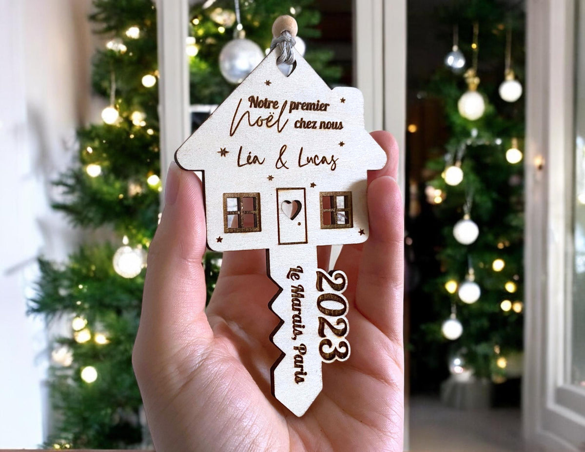Boule de Noël Personnalisée, Cadeau crémaillère, Nouveau propriétaire,  Boule de noël personnalisée maison, ornement nouveau locataire