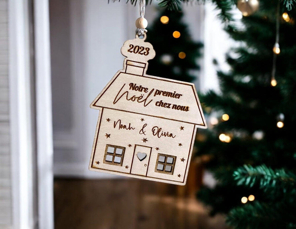 Boule de Noël Personnalisée, Cadeau crémaillère, Nouveau propriétaire,  Boule de noël personnalisée maison, ornement nouveau locataire