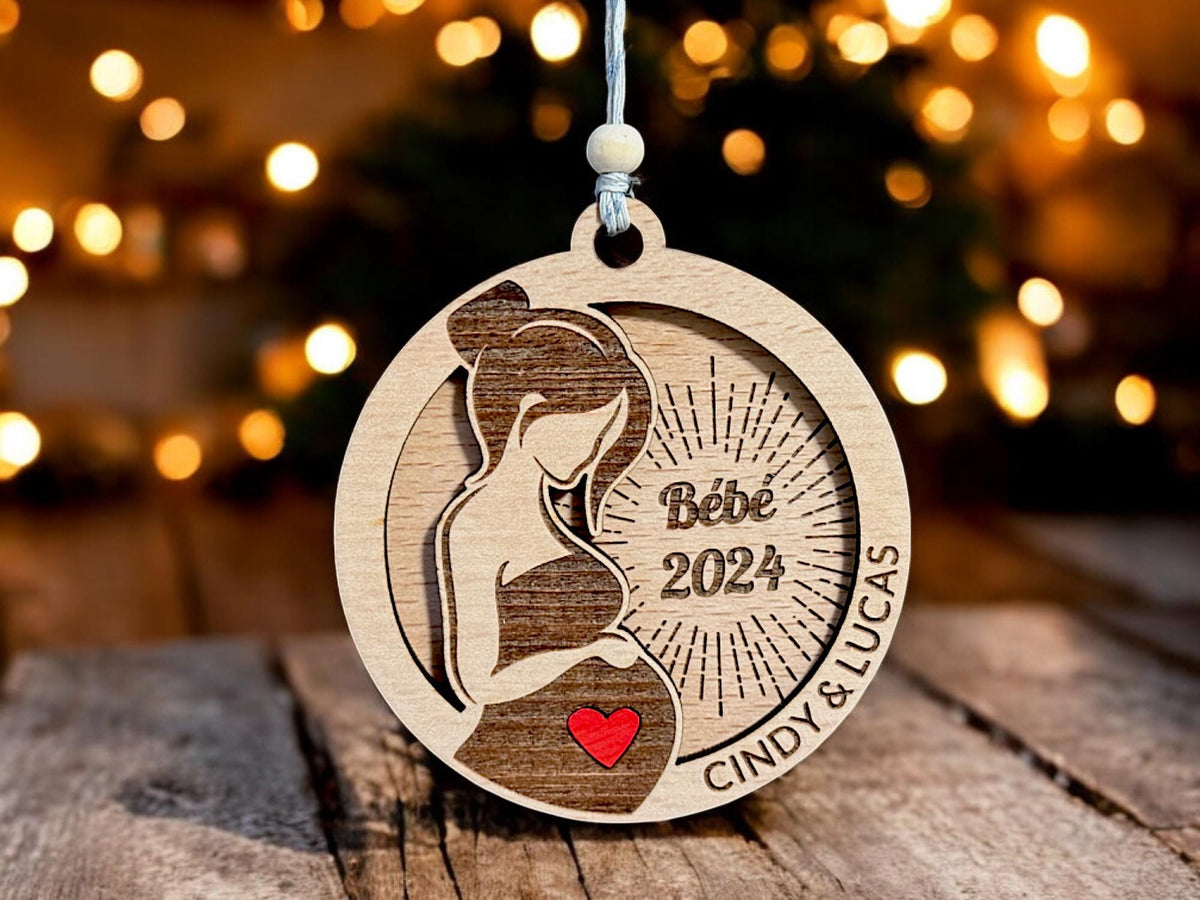 Boule de Noël personnalisée Annonce grossesse, Cadeau personnalisable grossesse, boule de noël futur maman papa, Cadeau pour grossesse