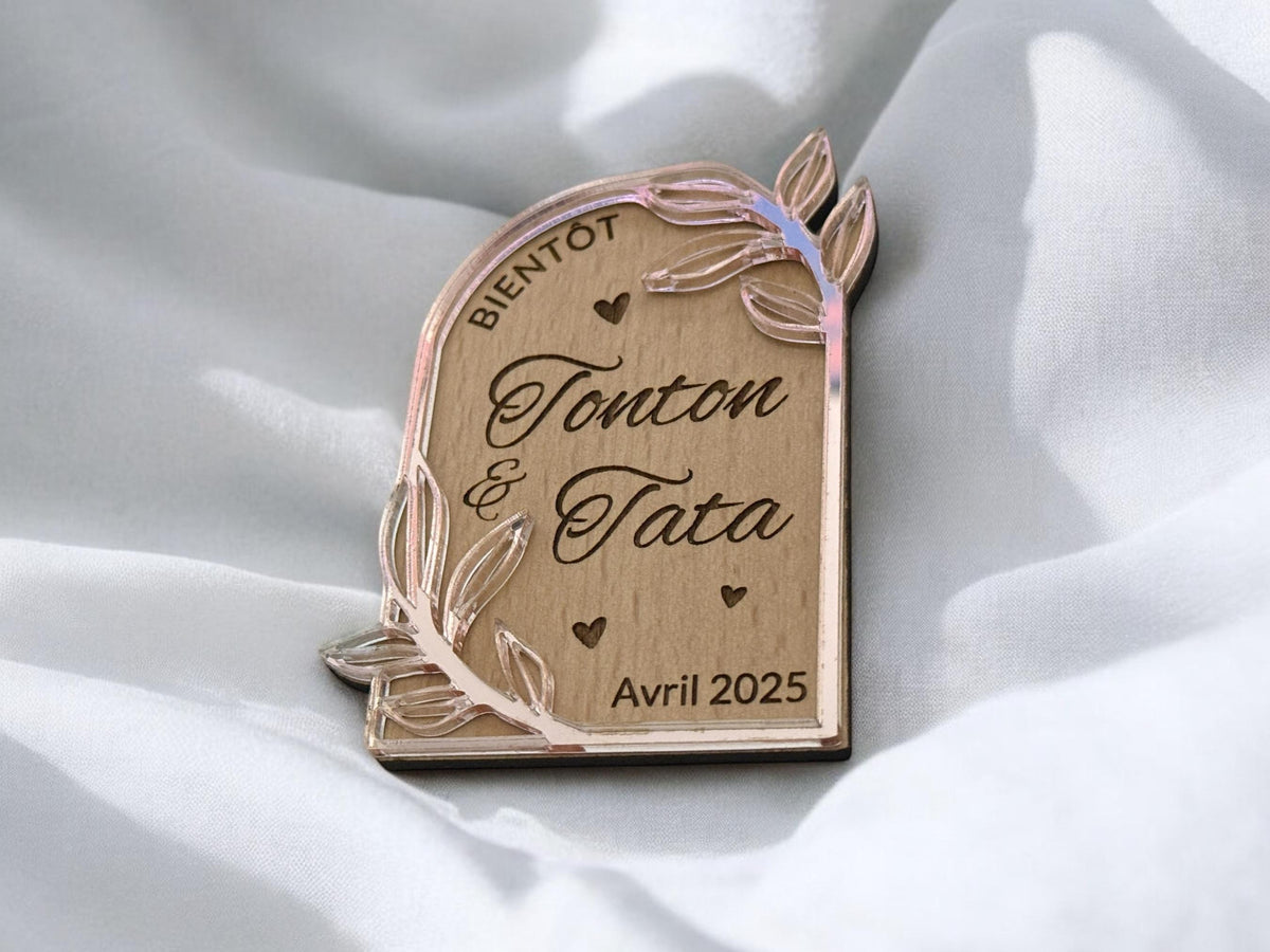 Magnet annonce grossesse en bois personnalisé, Annonce tata et tonton, Cadeau annonce grossesse, Annonce grossesse grands-parents