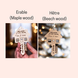 Boule de Noël personnalisée famille éléphant, Boule de Noël en bois pour famille personnalisée 2025. 3 boules achetées = 1 offerte
