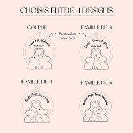 Boule de Noël personnalisée famille éléphant, Boule de Noël en bois pour famille personnalisée 2025. 3 boules achetées = 1 offerte