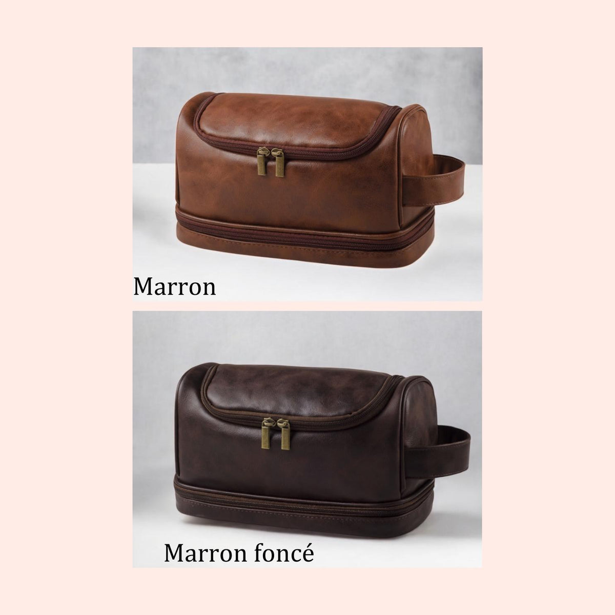 Cadeau fête des père, Cadeau pour homme, Trousse de toilette personnalisée cuir pour homme,  Trousse de voyage personnalisée