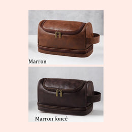 Cadeau fête des père, Cadeau pour homme, Trousse de toilette personnalisée cuir pour homme,  Trousse de voyage personnalisée