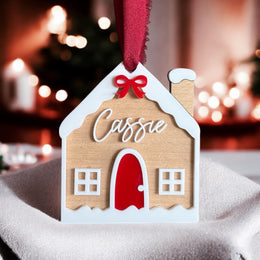 Boule de Noël prénom personnalisée en bois, déco de Noël Maison avec prénom, Cadeau unique et personnalisé pour sapin, décoration sapin