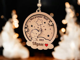 Boule de Noël bébé elephant Personnalisée, Premier noël, Ornement personnalisé bébé,  Boule de noël personnalisée enfants, 1er noël ornement