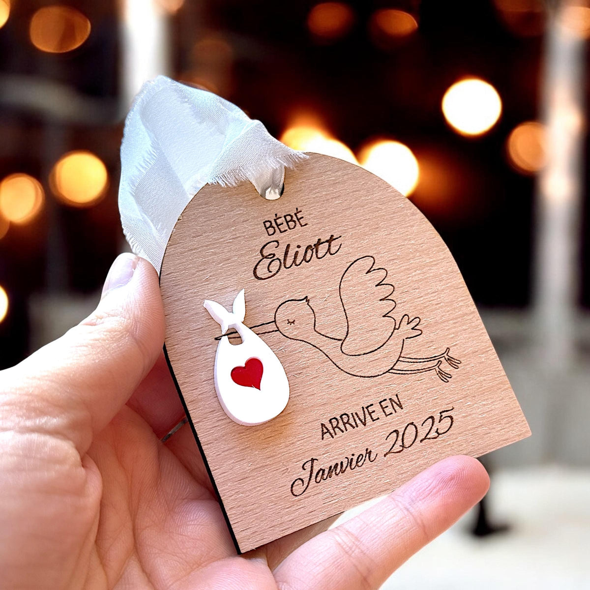 Boule de Noël Annonce grossesse en bois, Boule personnalisée future maman, Cadeau personnalisable grossesse, boule de noël futur maman