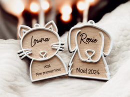 Boule de Noël Personnalisée chien et chat, Ornement personnalisé pour les chiens, chats,  Boule personnalisée animaux de companie