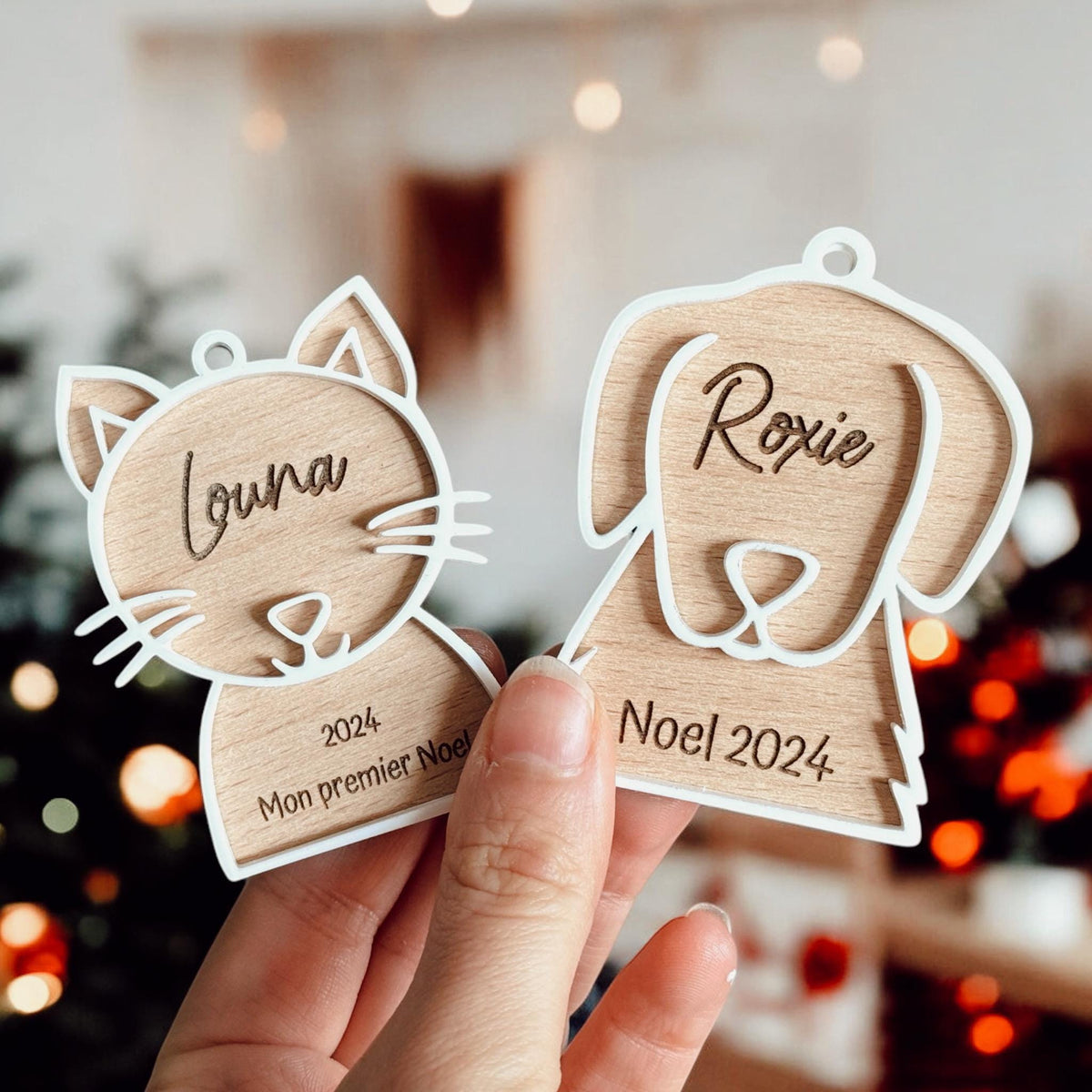 Boule de Noël Personnalisée chien et chat, Ornement personnalisé pour les chiens, chats,  Boule personnalisée animaux de companie