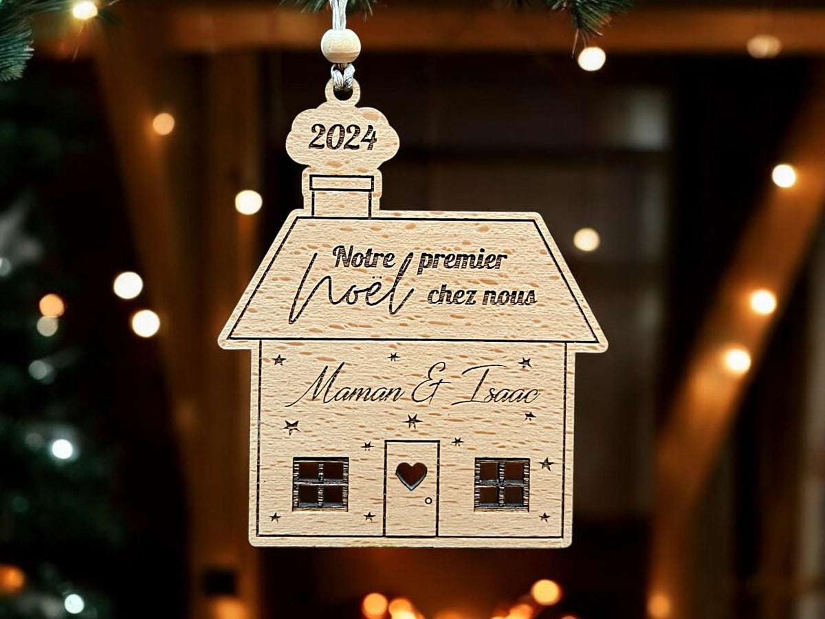 Boule de Noël Personnalisée, Cadeau crémaillère, Nouveau propriétaire,  Boule de noël personnalisée maison, ornement nouveau locataire