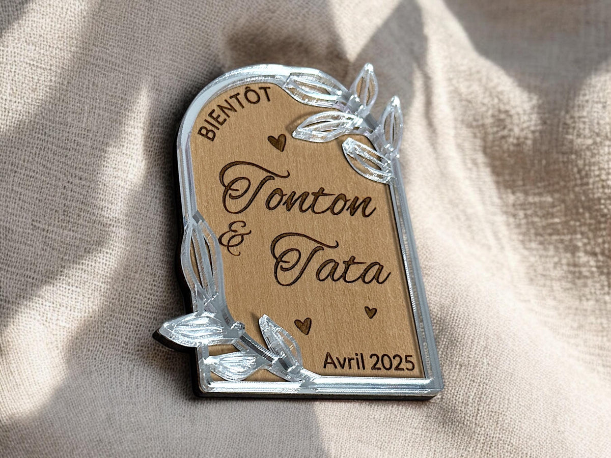 Magnet annonce grossesse en bois personnalisé, Annonce tata et tonton, Cadeau annonce grossesse, Annonce grossesse grands-parents