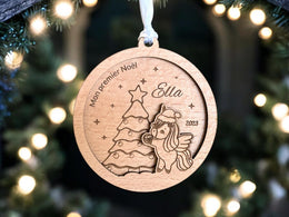Boule de Noël Licorne Personnalisée, Premier noël bébé, Ornement enfant personnalisé, Décoration de Noël, Cadeau naissance, Cadeau licorne