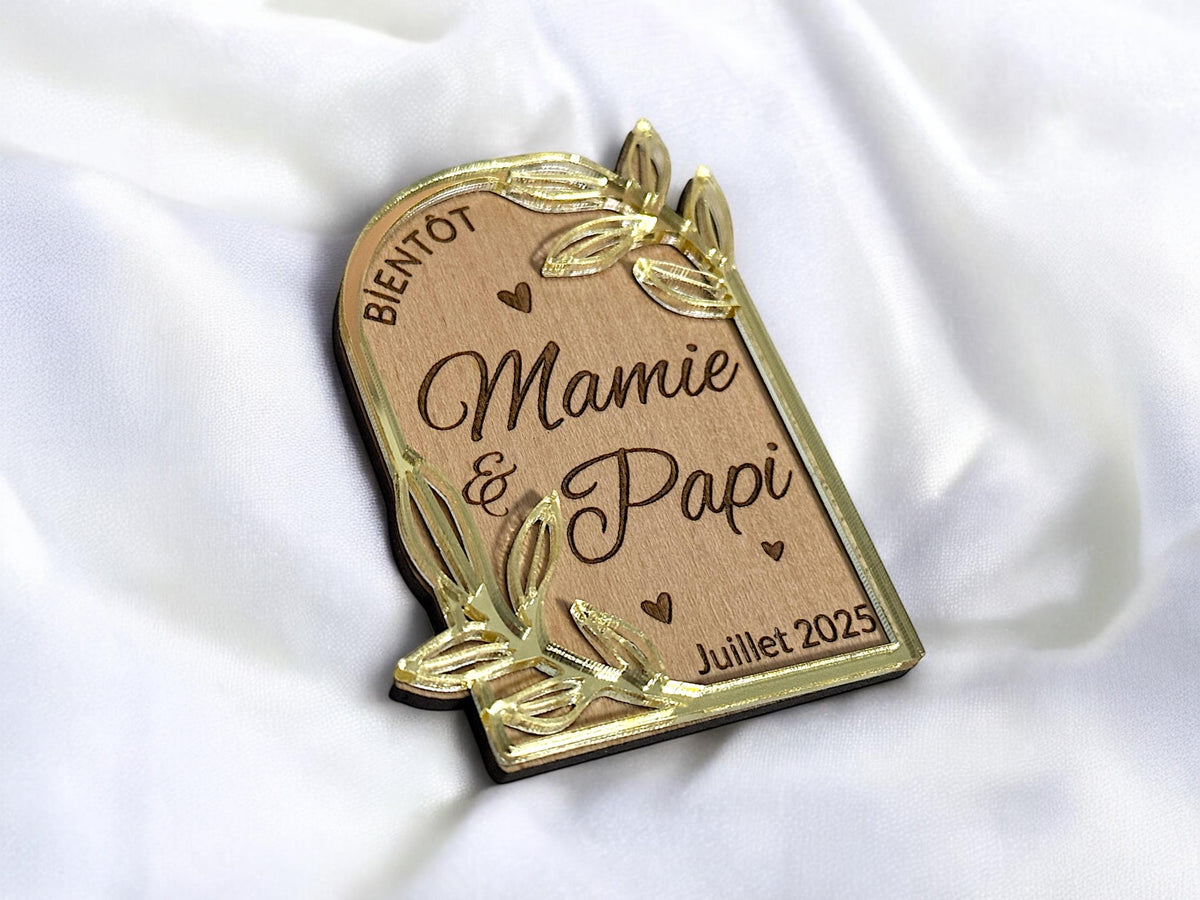 Magnet annonce grossesse personnalisée papi mamie, Annonce papi mamie, Cadeau grands-parents, Annonce grossesse grands-parents, tata, tonton