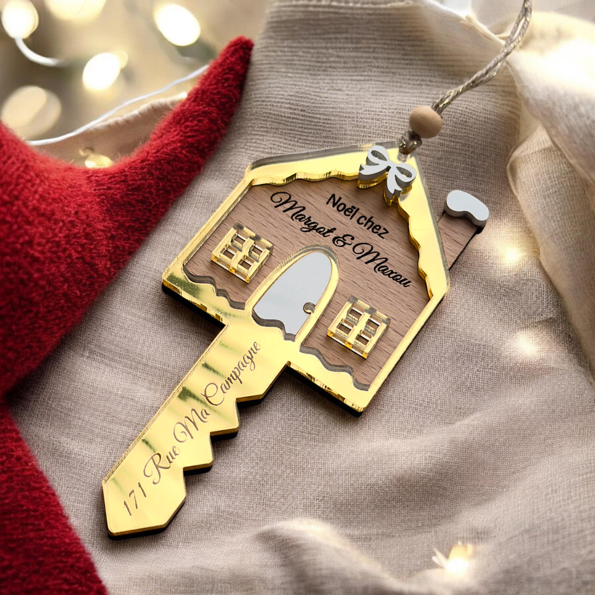 Boule de Noël maison Personnalisée, Boule de Noël pour couple, Cadeau crémaillère, Ornement nouveau locataire, Nouveaux propriétaires