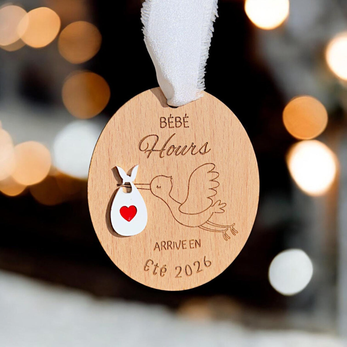 Boule de Noël Annonce grossesse en bois, Boule personnalisée future maman, Cadeau personnalisable grossesse, boule de noël futur maman