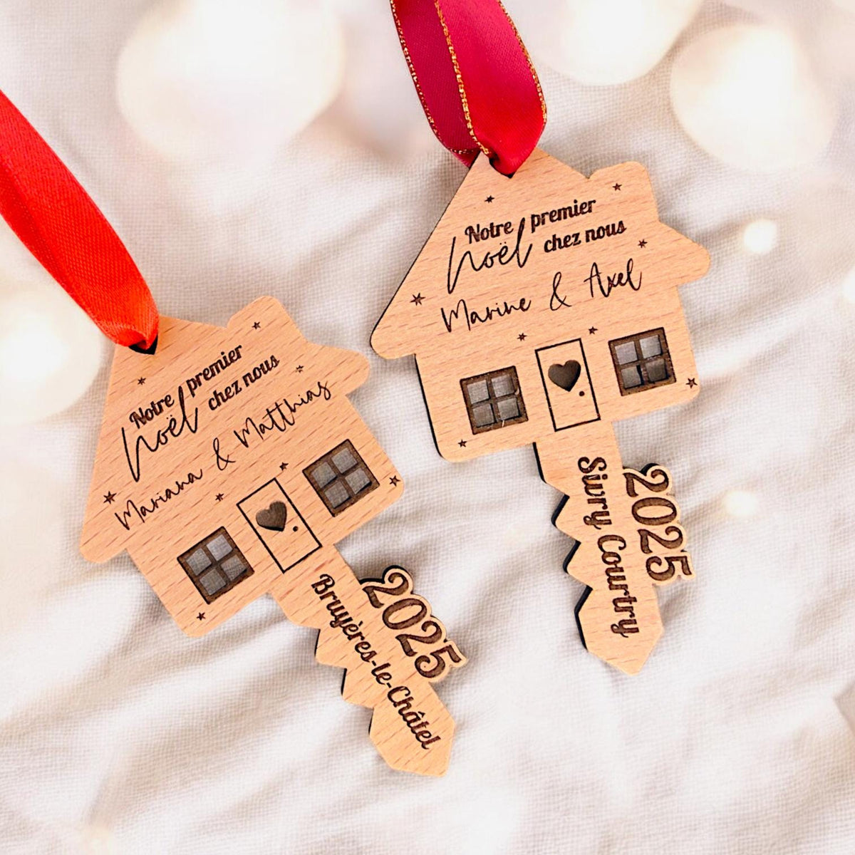 Boule de Noël Personnalisée, Cadeau crémaillère, Nouveau propriétaire,  Boule de noël personnalisée maison, ornement nouveau locataire
