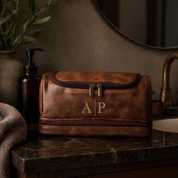 Cadeau fête des père, Cadeau pour homme, Trousse de toilette personnalisée cuir pour homme,  Trousse de voyage personnalisée