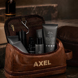Cadeau fête des père, Cadeau pour homme, Trousse de toilette personnalisée cuir pour homme,  Trousse de voyage personnalisée